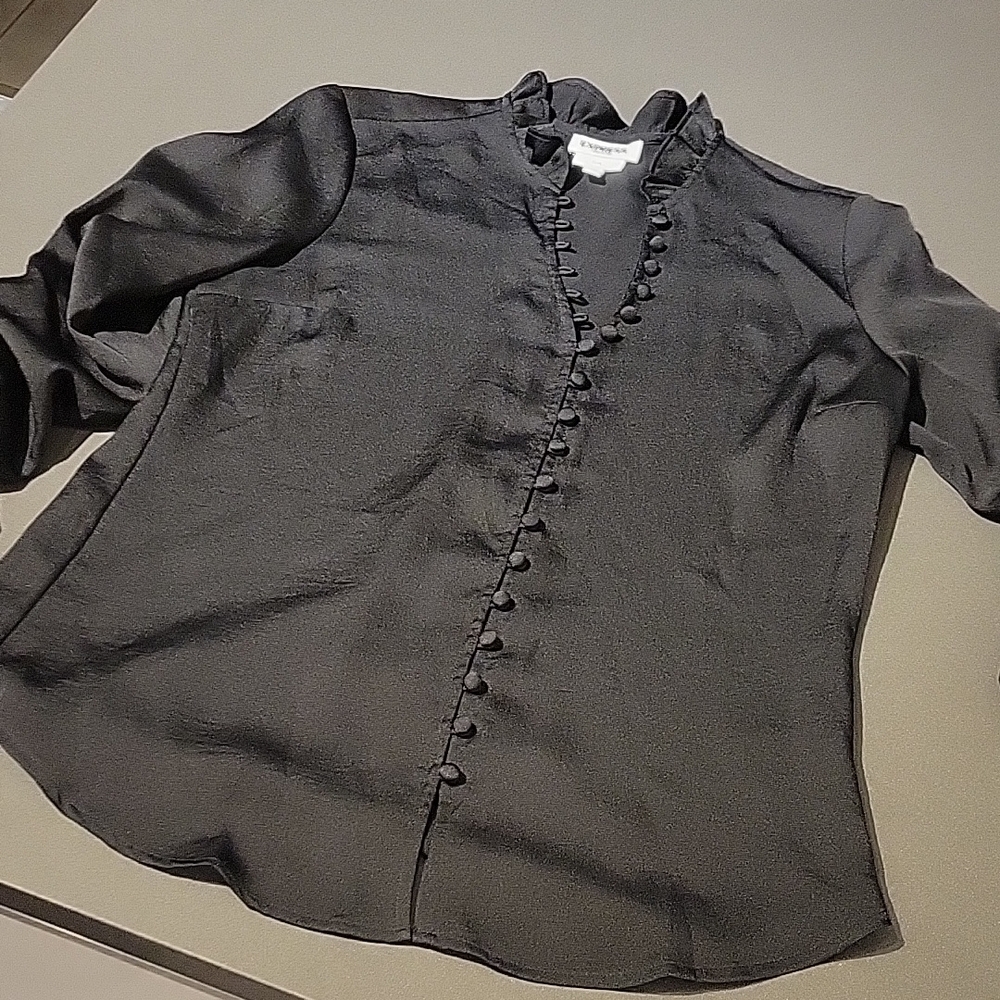 Elegant Black Button-Up Blouse